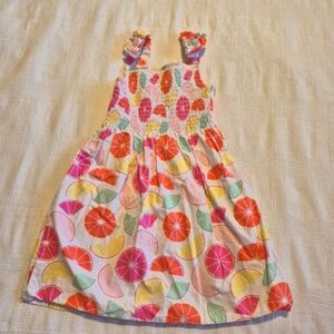 Gymboree girls size 4T Fruit Punch sun dress orange, lemon & lime design VGUC